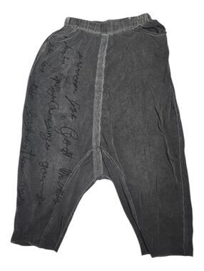 POLO GARAGE charcoal gray lagenlook art‎ to wear drop crotch crop pants S